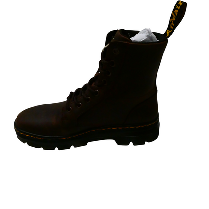 Dr. Martens Unisex Combs Leather 8-Eye Boot Crazy Horse Leather, Dark Brown,UK6