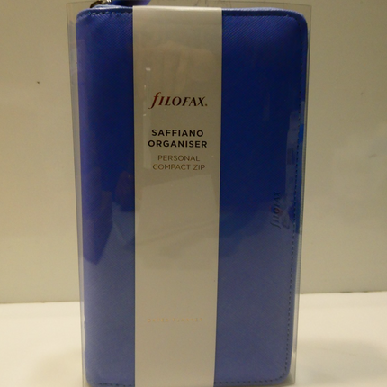 Filofax Personal Saffiano Compact Zipped Organiser - Vista Blue