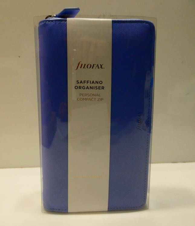 Filofax Personal Saffiano Compact Zipped Organiser - Vista Blue