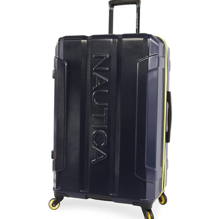 Nautica Maker Hardside Spinner Luggage, Navy/Yellow, Checked-Large 29-Inch, Make