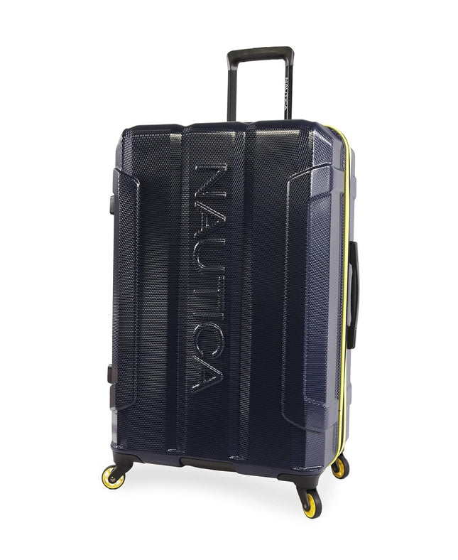 Nautica Maker Hardside Spinner Luggage, Navy/Yellow, Checked-Large 29-Inch, Make