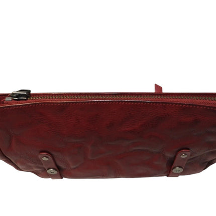 Trifine Unisex Concrete Leather Satchel, Red, One Size