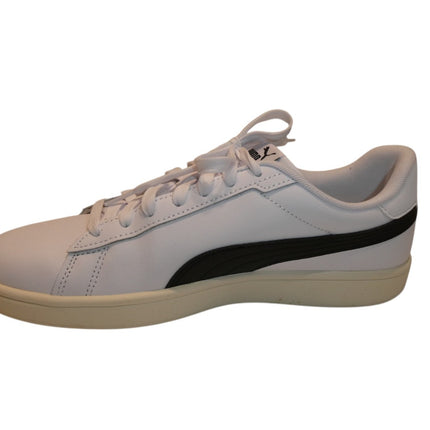 PUMA Unisex Smash 3.0 Leather Sneaker, White/Black/Gold/Frosted Ivory, US 9