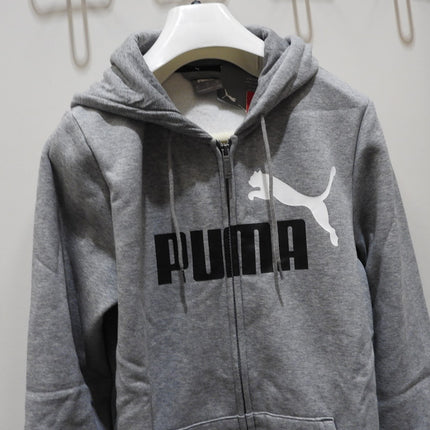 PUMA ESS+ 2 Col FZ Hoodie Fleece, Small Gray Heather