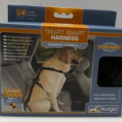 Kurgo Tru-Fit Smart Enhanced Strength Car Harness & Seatbelt Tether Large Dogs