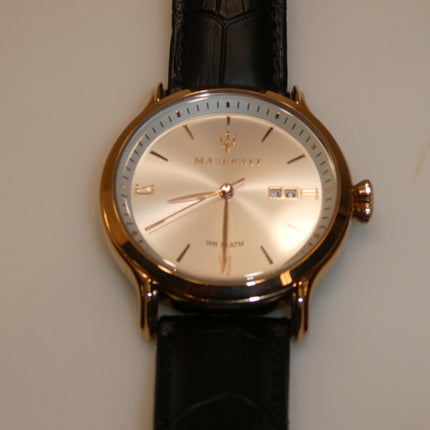 MASERATI Men's 'Epoca' Quartz Stainless Steel and Leather Fashion Watch, Color:B