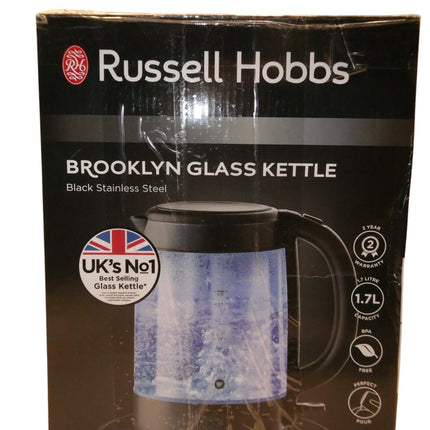 Russell Hobbs Brooklyn 1.7L Glass Kettle - Black Stainless Steel (RHK172BCH)