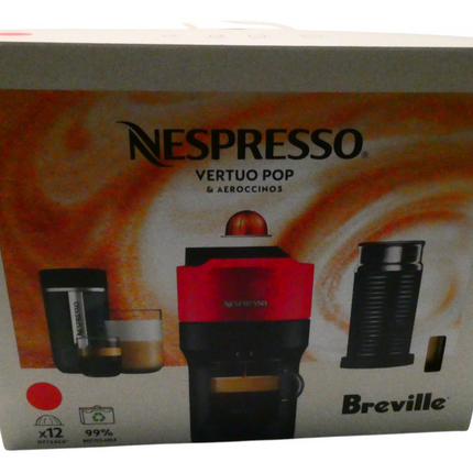 Breville Nespresso Vertuo Pop Coffee Machine 1.1L Bundle - Red BNV150RED4JAN1