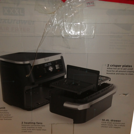 Ninja AF500 XXXL FlexDrawer Air Fryer With MegaZone 2470W Black & Silver