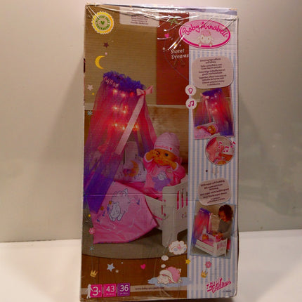 Baby Annabell Sweet Dreams Bed, Doll Bed with Light-Up Canopy, Mattress, Matchin