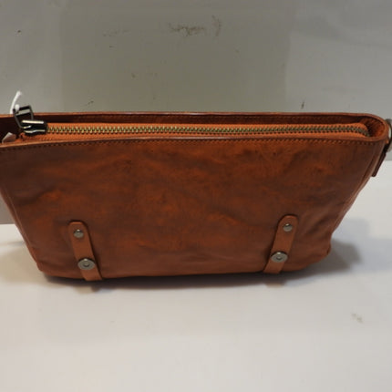 Trifine Unisex Concrete Leather Satchel, Tan, One Size