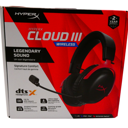 HyperX Cloud III Wireless Gaming Headset for PC, PS4&5, NS - Red
