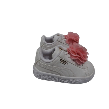 PUMA Baby Basket Flower AC INF Sneakers, Puma White-Pale Pink - 4 US