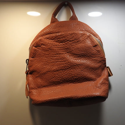 Trifine Unisex Pebbled Leather Backpack Handbag, Tan, One Size