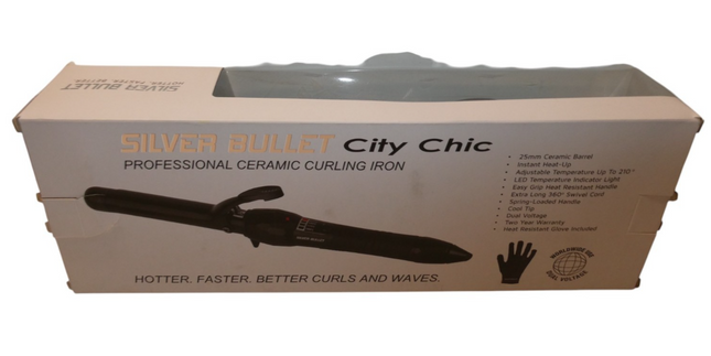 Silver Bullet City Chic Curling Iron, Black, 25mm