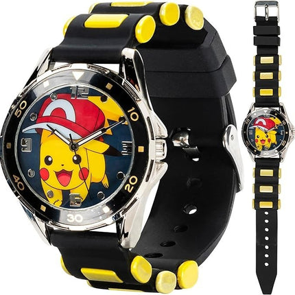 Accutime Kids Pokemon Pikachu Analog Quartz Watch for Boys, Girls, and Adults