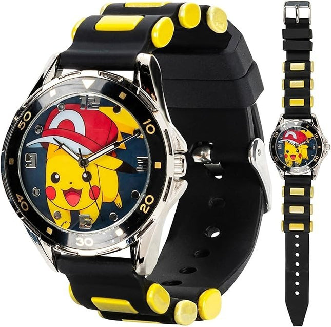 Accutime Kids Pokemon Pikachu Analog Quartz Watch for Boys, Girls, and Adults