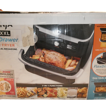 Ninja AF500 XXXL FlexDrawer Air Fryer With MegaZone 2470W Black & Silver