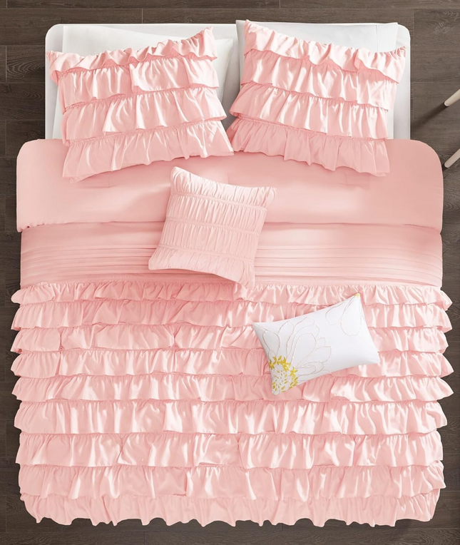 Intelligent Design Cozy Comforter Casual Waterfall Multi Layer Ruffle All Season