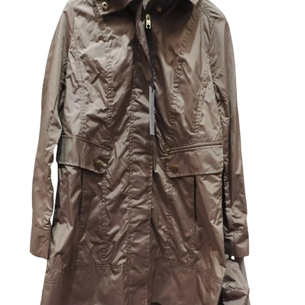 Cole Haan Women's Packable Hooded Rain Jacket with Bow, Champagne, X-Small Petit