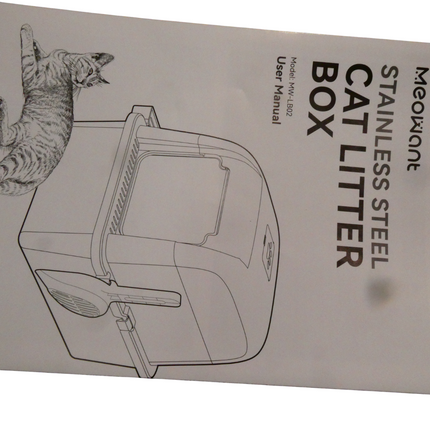 Meowant Stainless Steel Cat Litter Box with Lid, Extra Large Litter Box for Big