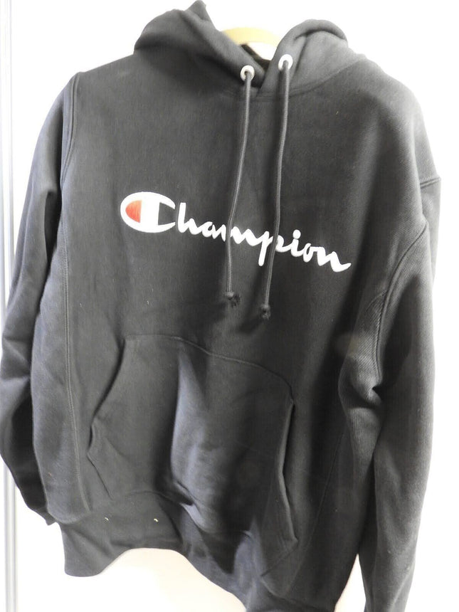 Champion Men's RW Script Terry Crew Black Pullover - Small