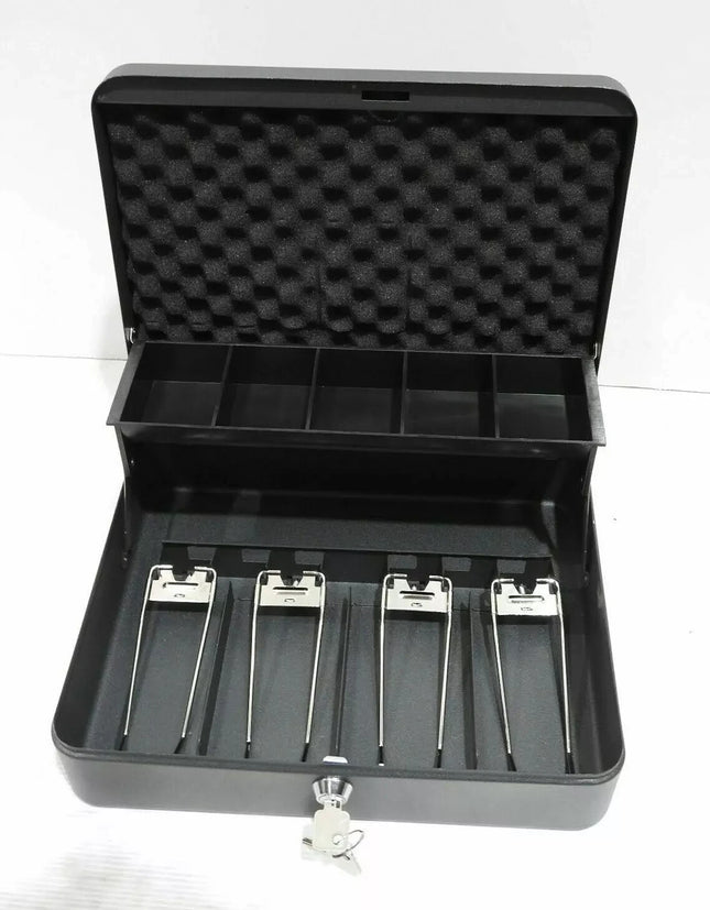 CB13054 Key Lock 12" Register Style Cash Box with 4 Bill Holder and 5 Section Tr