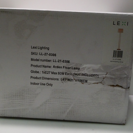 Lexi Lighting Arden Floor Lamp, Warm Base Metal Base, Ivory Fabric PVC Shade, H1