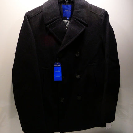 Nautica Mens Classic Double Breasted Peacoat, Charcoal, Small