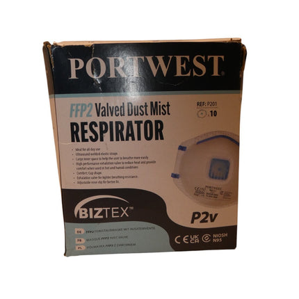 Portwest P201 Disposable FFP2 Respirator Face Mask (Pack of 10) White