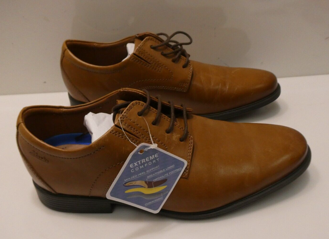 Clarks Men's Whiddon Plain Oxford, Dark Tan Leather, 9.5 Wide