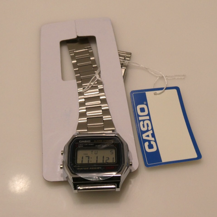 Casio Vintage A-158WA-1 Digital Grey Dial Unisex Watch Silver Metal Strap