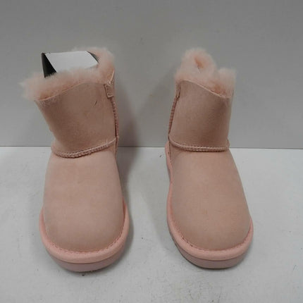 Outback Ugg Boots Kids Button - Premium Double Face Sheepskin Pink,Size US 12-13