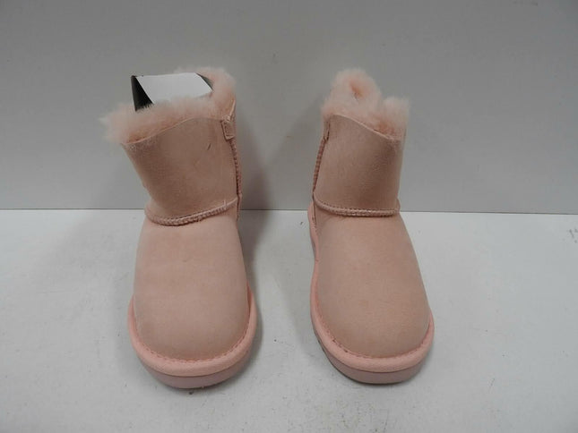 Outback Ugg Boots Kids Button - Premium Double Face Sheepskin Pink,Size US 12-13