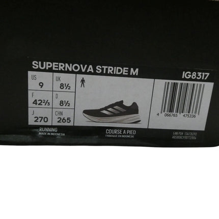 adidas Men's Performance Supernova Stride Running Shoes, Core Black/ White - 9US