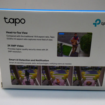 Tp-Link Tapo Smart Battery Video Doorbell, Home Security System, 2K 5MP, Colour