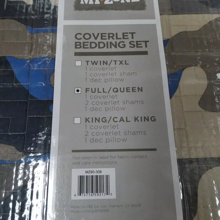 Mizone Josh 4 Piece Coverlet Set, Blue, Full/Queen