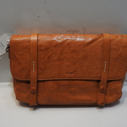 Trifine Unisex Concrete Leather Satchel, Tan, One Size