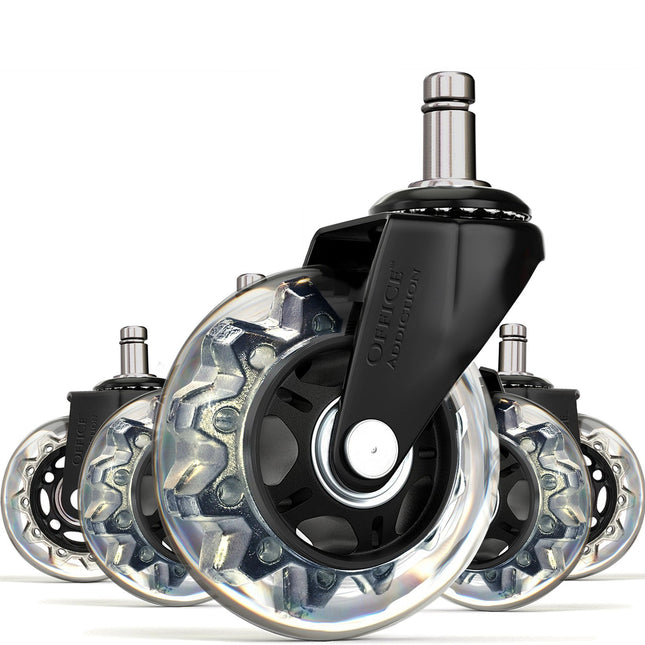 The Original Office Chair Caster Wheels Rollerblade Style (Set of 5), Safe for A