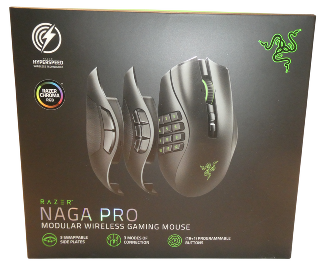 Razer Naga Pro Modular Bluetooth Wireless RGB Gaming Mouse with 3 Swappable Side