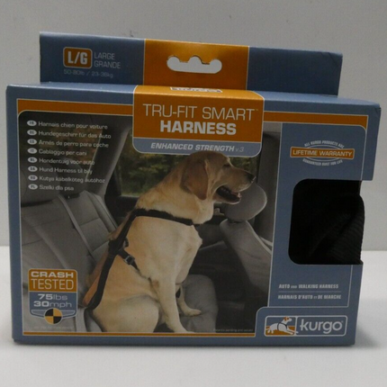 Kurgo Tru-Fit Smart Enhanced Strength Car Harness & Seatbelt Tether Large Dogs