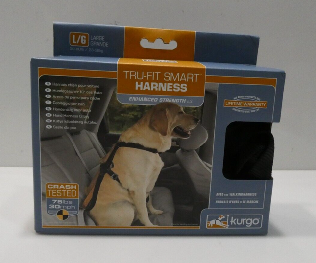 Kurgo Tru-Fit Smart Enhanced Strength Car Harness & Seatbelt Tether Large Dogs