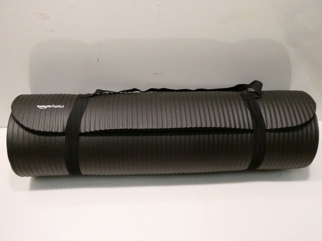 Amazon Basics Extra Thick Exercise Yoga Gym Floor Mat with Carrying Strap - Grey