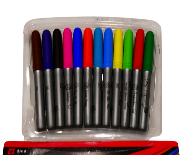 BIC Intensity Permanent Markers Fine Point - Pack of 12 – Assorted Colours, Low