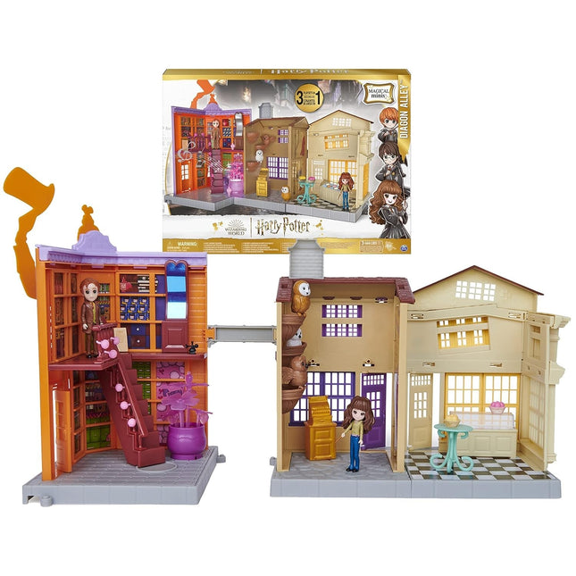 Wizarding World Harry Potter, Magical Minis Diagon Alley 3-in-1 Playset with Lig