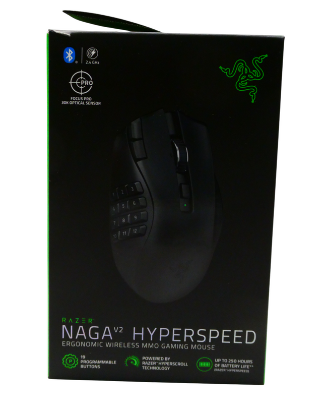 Razer Naga V2 HyperSpeed - Ergonomic Wireless MMO Gaming Mouse with 19 Programma