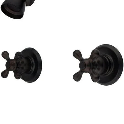 Kingston Brass KB245AX Twin Handle Tub and Shower Faucet with Decor Cross Handle