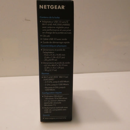NETGEAR Nighthawk AXE3000 USB Wireless Adapter - USB 3.0 (A8000) Black