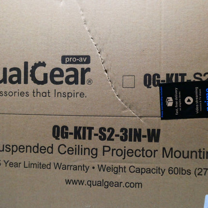 QualGear Pro-AV QG-KIT-S2-3IN-W Projector Mount Kit Accessory Suspended Ceiling