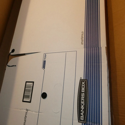 Bankers Box 0070503 STOR/FILE Storage Box, Legal, String and Button, White/Blue,